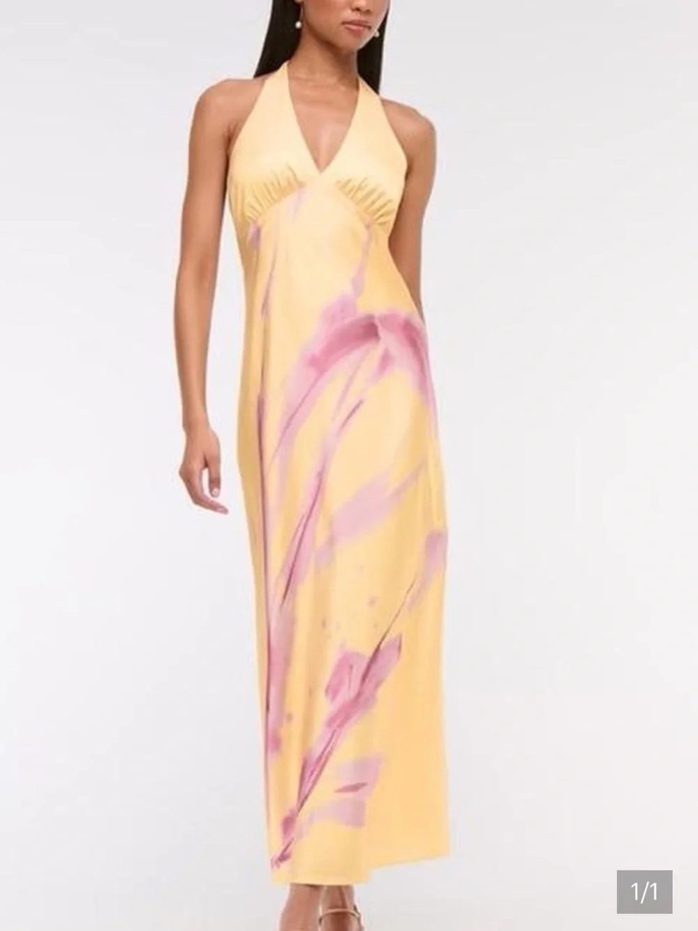 Abercrombie & Fitch Julia Slip Halter Maxi Dress Y2K Beach Romantic Festival
